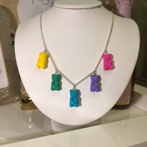 Ritzee Rebel Resin Candy Rainbow Gummy Bear Statement Necklace